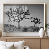 93692513-MGV-FP-60X30-3P_Natural-Joshua Tree Wall Art Canvas Print, Framed Monochrome Desert Art Picture Print, Minimalist Nature Scene Perfect Southwestern