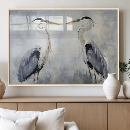 90806932-MGV-FP-36X24-3P_Natural-Heron Wall Art Wall Art Canvas Print, Framed Bird Canvas Decor Art Picture Print, Nature Inspired Perfect Coastal Minimalist Decor