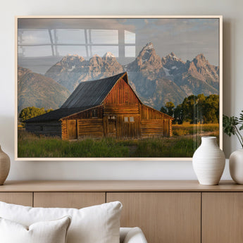 31771014-MGV-FP-36X24-3P_Natural-Rustic Barn Wall Art Canvas Print, Framed Western Landscape Art Picture Print, Farmhouse Style Perfect Rustic Farmhouse Decor
