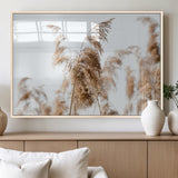 17019393-MGV-FP-36X24-3P_Natural-Pampas Grass Wall Art Canvas Print, Framed Neutral Tones Art Picture Print, Minimalist Nature Perfect Boho Minimalist Decor