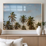 99033771-MGV-FP-36X24-3P_Natural-Palm Trees Wall Art Canvas Print, Framed Tropical Vibes Art Picture Print, Coastal Sunset Perfect Coastal Boho Decor Artwork