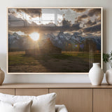 52555760-MGV-FP-36X24-3P_Natural-Snowy Peaks Wall Art Canvas Print, Framed Nature Escape Art Picture Print, Rustic Charm Perfect Rustic Western Decor Artwork