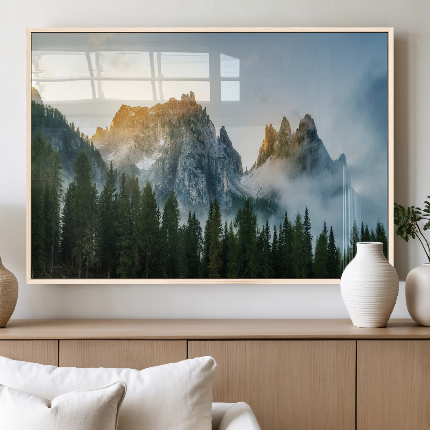 21145440-MGV-FP-36X24-3P_Natural-Wilderness Wall Art Wall Art Canvas Print, Framed Nature Landscape Decor Art Picture Print, Misty Forest Photography Perfect