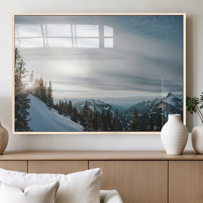 55564749-MGV-FP-36X24-3P_Natural-Snowy Mountains Wall Art Canvas Print, Framed Alpine Landscape Art Picture Print, Frosty Peaks Perfect Nordic Minimalist Decor