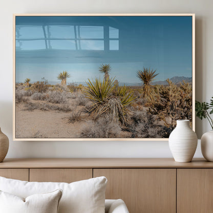 35156165-MGV-FP-60X30-3P_Natural-Joshua Tree Wall Art Canvas Print, Framed Desert Landscape Art Picture Print, Warm Earth Tones Perfect Southwestern Minimalist