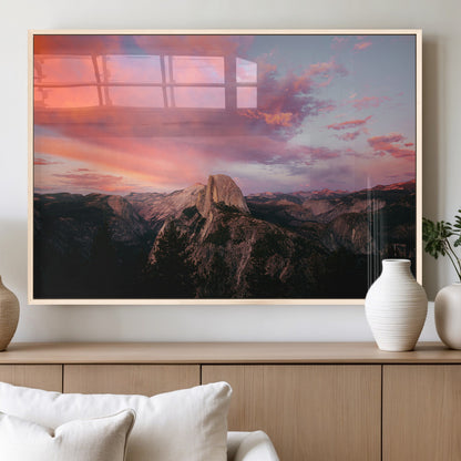 32786115-MGV-FP-36X24-3P_Natural-Half Dome Wall Art Canvas Print, Framed Yosemite National Park Art Picture Print, Dramatic Sunset Perfect Adventurous Wilderness
