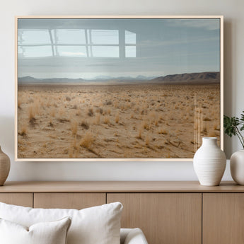 55918919-MGV-FP-36X24-3P_Natural-Desert Landscape Wall Art – Golden Grass Plains and Mountain Horizon Canvas Print, Southwest Nature Photography Decor for Living
