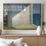 34188481-MGV-FP-36X24-3P_Natural-Coastal Sunlight Wall Art – Minimalist Ocean View Canvas Print, Serene Beach House Inspired Decor for Bedroom, Living Room,