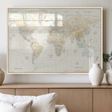 40660043-MGV-FP-36X24-3P_Natural-World Map Wall Art – Large Detailed Atlas Style Map Print with Countries, Cities, and Oceans, Neutral Beige and Tan Educational