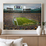 96617112-MGV-FP-36X24-3P_Natural-Lambeau Field Wall Art – Green Bay Packers NFL Football Stadium Canvas Print – Game Day Crowd Sports Decor for Man Cave, Bar, or