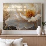 29539087-MGV-FP-36X24-3P_Natural-Floral Wall Art – Elegant White and Gold Bloom Canvas Print, Romantic Modern Flower Artwork for Bedroom, Living Room, or Office