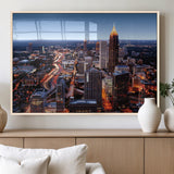 81886632-MGV-FP-36X24-3P_Natural-Atlanta Skyline Wall Art – Vibrant City Lights Canvas Print, Modern Urban Cityscape Decor for Living Room, Office, or Apartment
