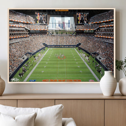 76935553-MGV-FP-36X24-3P_Natural-Football Stadium Wall Art – Panoramic Game Day Canvas Print, Sports Decor for Man Cave, Office, Bar, or Living Room
