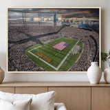 98106777-MGV-FP-36X24-3P_Natural-Soldier Field Wall Art – Chicago Bears Stadium Canvas Print with American Flag, Game Day Football Decor for Man Cave, Bar, or