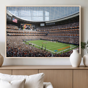 32530647-MGV-FP-36X24-3P_Natural-Chicago Bears Stadium Wall Art – Futuristic Dome Arena Canvas Print, Modern Football Concept Design Decor for Man Cave, Bar, or