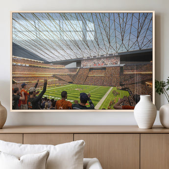 81960112-MGV-FP-36X24-3P_Natural-Futuristic Football Stadium Wall Art – Modern Dome Arena Canvas Print, Chicago Bears Concept Design Sports Decor for Man Cave or