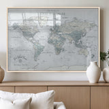 94249974-MGV-FP-36X24-3P_Natural-Ours Explore World Map Wall Art – Modern Travel Canvas Print, Neutral Adventure Decor for Living Room, Office, Study, Bedroom,