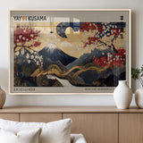 66892669-MGV-FP-36X24-3P_Natural-Japanese Landscape Wall Art – Mount Fuji Canvas Print with Cherry Blossoms and Golden Waves, Traditional Asian Inspired Artwork