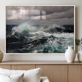38622353-MGV-FP-36X24-3P_Natural-Ocean Wave Wall Art – Dramatic Seascape Canvas Print with Stormy Sky and Crashing Sea, Bold Coastal Photography for Living Room,