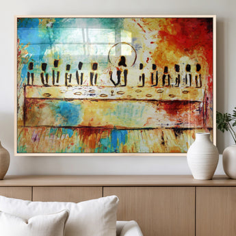 YKE34632598CR-MGV-FP-60X30-3P_Natural-Abstract Last Supper with Apostles Wall Art Canvas Print