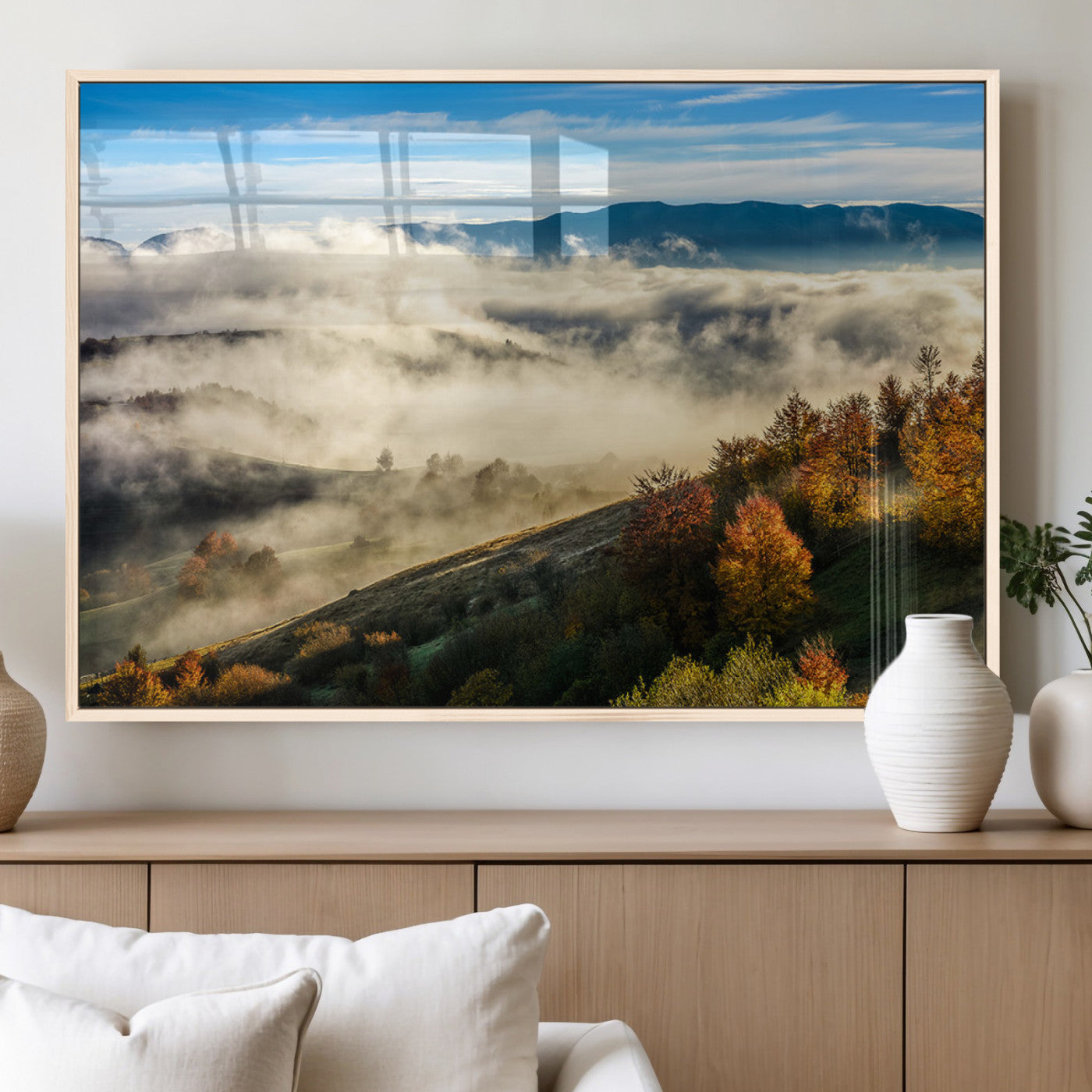 21551192-MGV-FP-36X24-3P_Natural-Landscape Wall Art – Autumn Mountain View Canvas Print, Scenic Nature Photography Decor for Bedroom, Living Room, Office, Cabin or