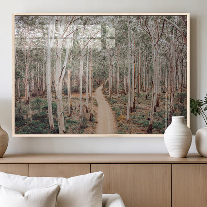 24760563-MGV-FP-36X24-3P_Natural-Forest Wall Art – Tranquil Woodland Path Canvas Print, Scenic Nature Photography Decor for Bedroom, Living Room, Office, Cabin or