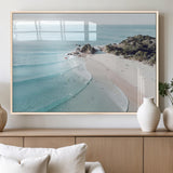 79395467-MGV-FP-36X24-3P_Natural-Coastal Wall Art – Aerial Beach Canvas Print, Ocean Waves and Sandy Shore Photography Decor for Bedroom, Living Room, Office,