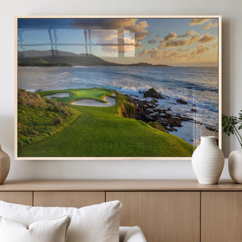 67486665-MGV-FP-36X24-3P_Natural-Golf Course Wall Art – Pebble Beach Oceanfront Canvas Print, Coastal Fairway Photography Sports Decor for Living Room, Office, Man