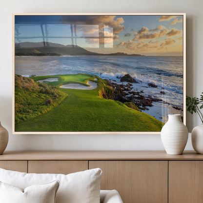 67486665-MGV-FP-36X24-3P_Natural-Golf Course Wall Art – Pebble Beach Oceanfront Canvas Print, Coastal Fairway Photography Sports Decor for Living Room, Office, Man
