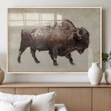 54810031-MGV-FP-36X24-3P_Natural-Western Wall Art – Snow Covered Bison Canvas Print, Rustic Wildlife Photography Decor for Bedroom, Living Room, Office, Lodge,