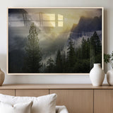 38316884-MGV-FP-36X24-3P_Natural-Landscape Wall Art – Misty Mountain Valley Canvas Print, Scenic Pine Forest and Sunrise Photography Decor for Bedroom, Living