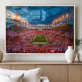 94266219-MGV-FP-36X24-3P_Natural-Neyland Stadium Wall Art – Tennessee Volunteers Checkerboard Game Day Canvas Print, College Football Fireworks Decor for Man Cave