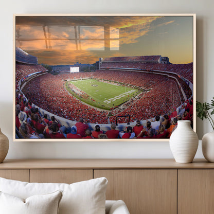 73680988-MGV-FP-36X24-3P_Natural-Georgia Bulldogs Stadium Wall Art – Panoramic Football Field Canvas Print, Game Day Decor for Home, Office, Fan Cave, Sports
