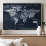 76726424-MGV-FP-36X24-3P_Natural-Personalized World Map Wall Art – Navy Blue & Grey Adventure Travel Map with Custom Family or Couple Names, Modern Wall Decor for