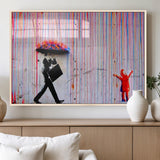 69505-MGV-FP-36X24-3P_Natural-Graffiti Girl Wall Art Canvas Print, Framed Urban Contrast Art Picture Print, Vibrant Graffiti Perfect Urban Pop Decor Artwork