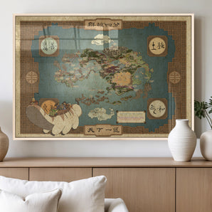13348-MGV-FP-36X24-3P_Natural-Fantasy World Map Canvas Wall Art – Vintage Style Adventure Map Print, Anime-Inspired Decorative Artwork for Living Room, Bedroom, Home or Office