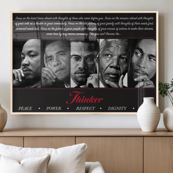 45112-MGV-FP-36X24-3P_Natural-Black Icons Wall Art Canvas Print, Framed Thinker Art Picture Print, Motivational Quote Perfect Cultural Modern Decor Artwork