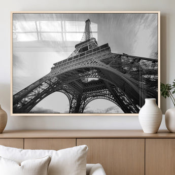 40006-MGV-FP-36X24-3P_Natural-Eiffel Tower Wall Art – Black and White Architectural Photo Print, Paris Inspired Decor for Bedroom, Office, Studio or Modern