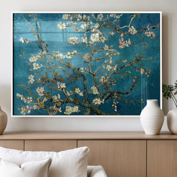 91714-MGV-FP-36X24-3P_White-Almond Blossoms Wall Art – Handcrafted Van Gogh Inspired Floral Canvas Print, Beautiful Nature Decor for Living Room, Bedroom, or
