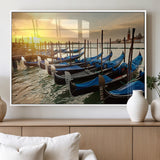 25872-MGV-FP-36X24-3P_White-Venetian Gondola Dock Wall Art – Serene Sunset Canal Canvas Print, Tranquil Water Travel Decor for Office, Living Room, or Man