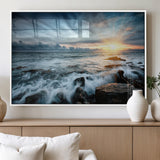 33428-MGV-FP-36X24-3P_White-Ocean Sunrise Wall Art – Serene Seascape Canvas Print, Coastal Home or Office Decor, Perfect for Living Room, Bedroom, or Study