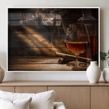 92305-MGV-FP-36X24-3P_White-Whiskey & Cigar Wall Art – Moody Whiskey and Cigar Canvas Print, Sophisticated Bar or Home Lounge Decor for Office, Man Cave or