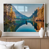 32962-MGV-FP-36X24-3P_White-Mountain Lake Wall Art – Tranquil Autumn Landscape Canvas Print, Nature Reflection Decor for Living Room, Bedroom, Office or Cabin