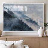 85737-MGV-FP-36X24-3P_White-Misty Mountain Wall Art – Atmospheric Pine Forest Canvas Print with Fog and Mist, Calm Nature Decor for Living Room, Bedroom,