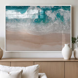 39236-MGV-FP-36X24-3P_White-Ocean Beach Wall Art – Aerial View of Waves and Sand Canvas Print, Coastal Home Decor for Living Room, Bedroom, Office or Beach