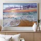 53006-MGV-FP-36X24-3P_White-Ocean Beach Sunset Wall Art – Vibrant Seascape Canvas Print, Coastal Home Decor for Living Room, Bedroom, Office or Beach House