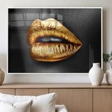 84747-MGV-FP-36X24-3P_White-Golden Lips Black & White Portrait – Glamorous Metallic Lip Art Print, Modern Wall Decor for Bedroom, Beauty & Fashion Lover Gift