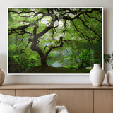 18094-MGV-FP-60X30-3P_White-Emerald Canopy Wall Art – Panoramic Lush Green Tree Canvas Print, Serene Nature Decor for Office, Living Room or Meditation Space