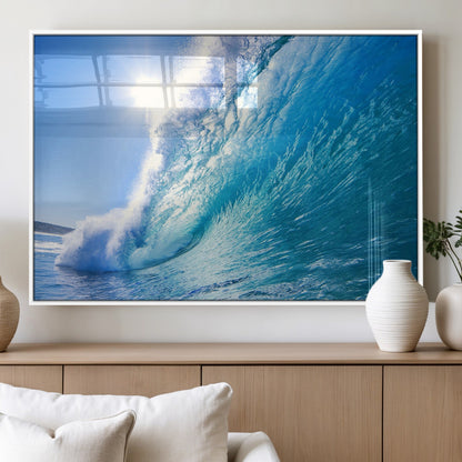 37494-MGV-FP-60X30-3P_White-Ocean Wave Canvas Art – Stunning Blue Wave Photography, Coastal Wall Decor for Living Room, Bedroom or Office