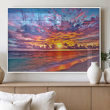 72836-MGV-FP-60X30-3P_White-Fiery Sunset Beach Wall Art – Panoramic Vibrant Ocean Canvas Print, Dramatic Coastal Decor for Living Room, Bedroom or Office